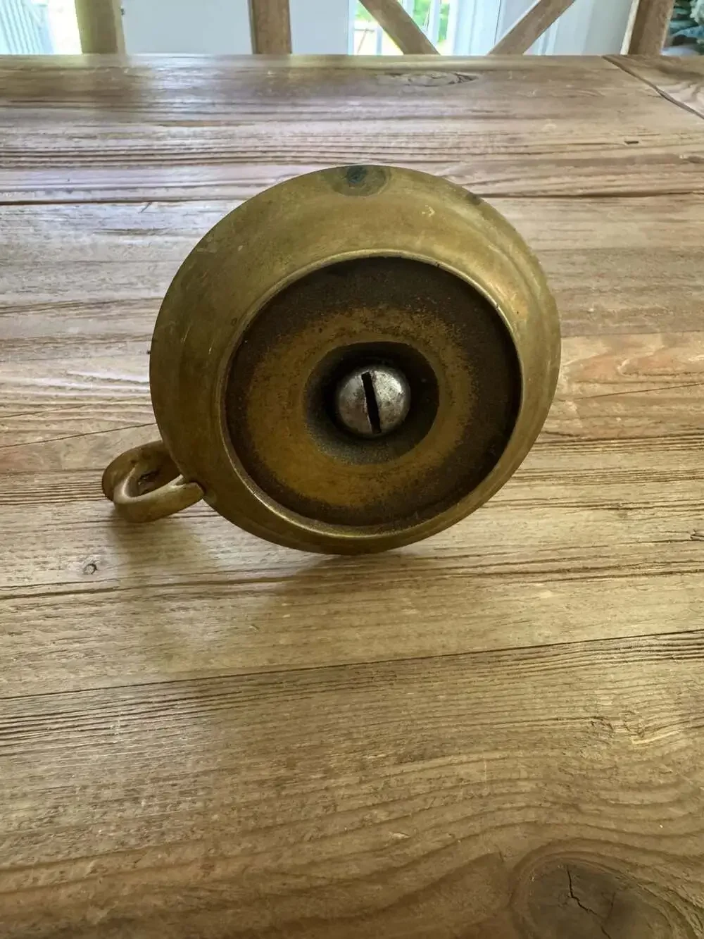 Vintage Brass Chamberstick Candle Holder with Finger Loop